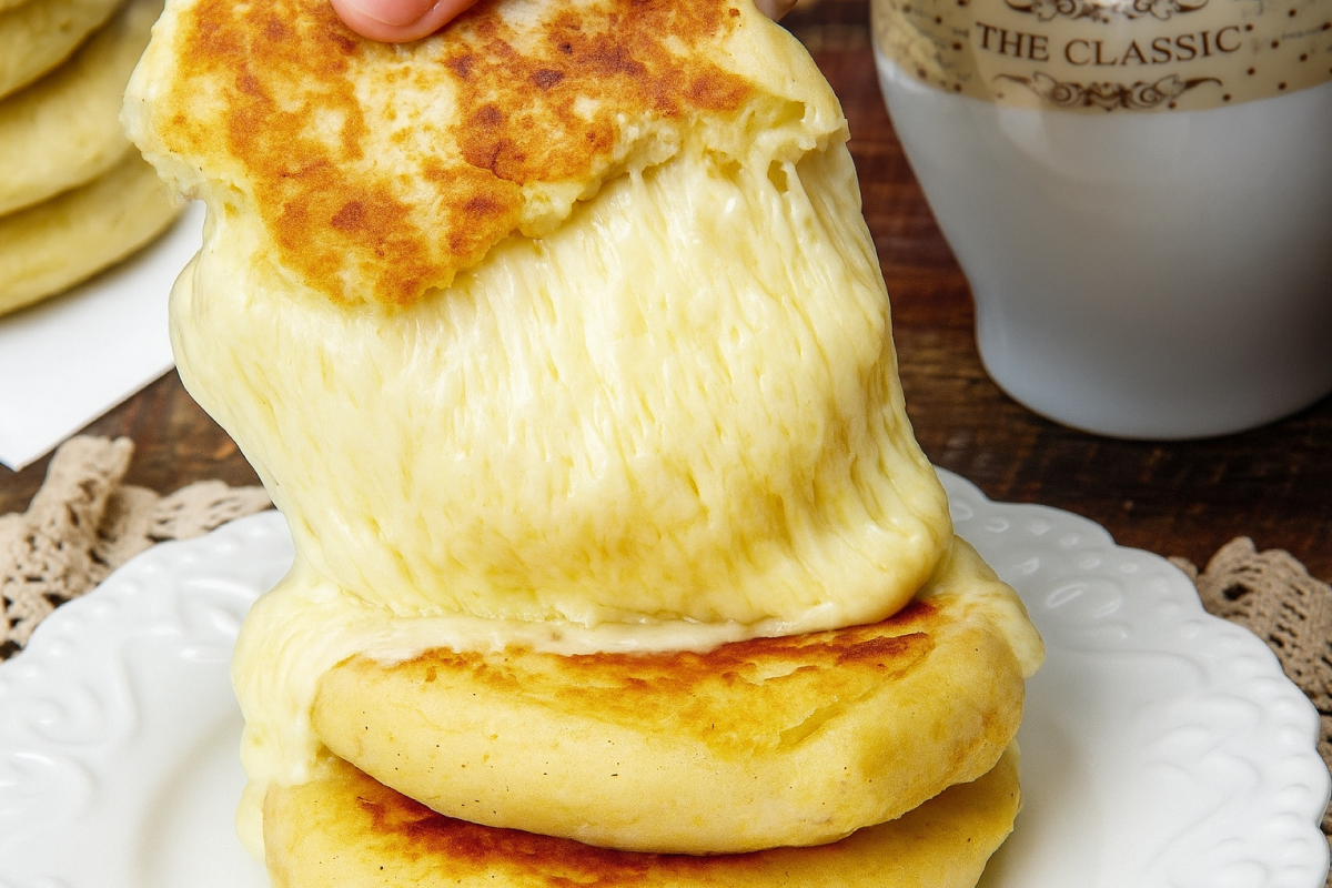 Arepa de La Estrella rellena de queso mozzarella derritiéndose
